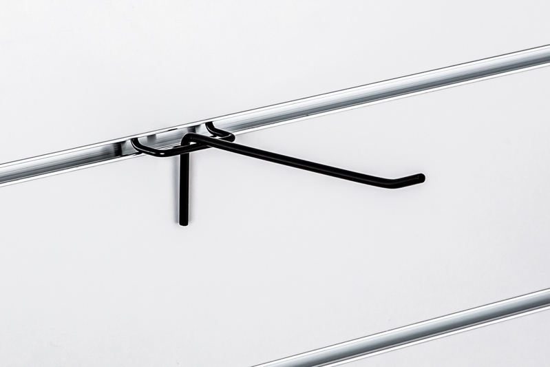 Haczyk pojedynczy Slatwall drut czarny