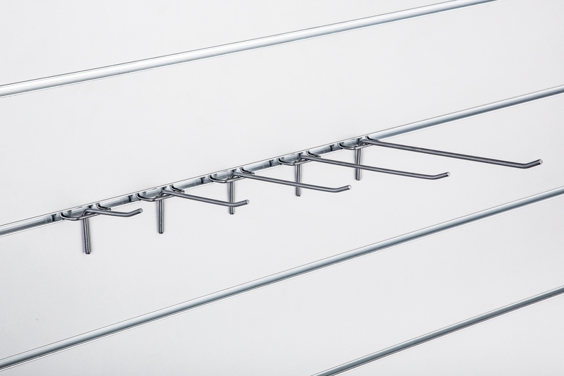 Haczyk pojedynczy Slatwall drut srebrny