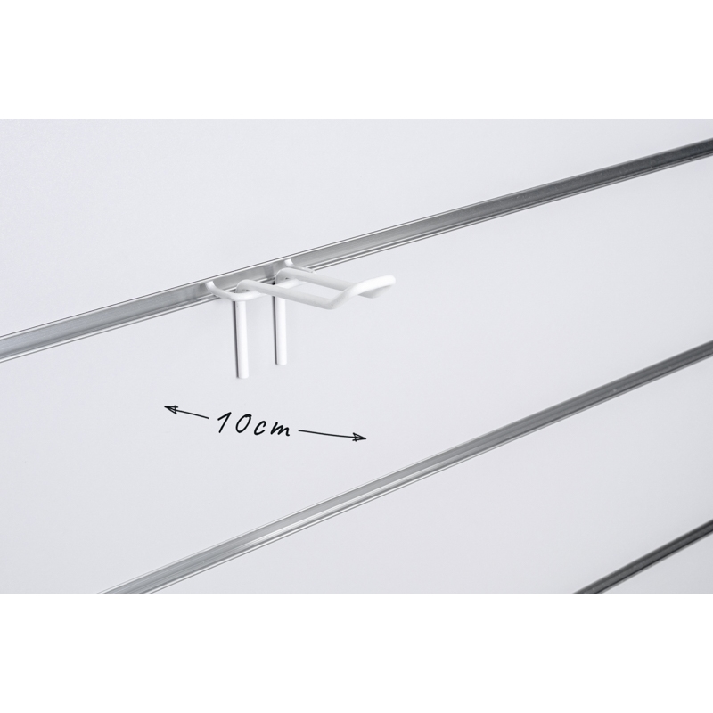 Haczyk podwójny Slatwall drut biały