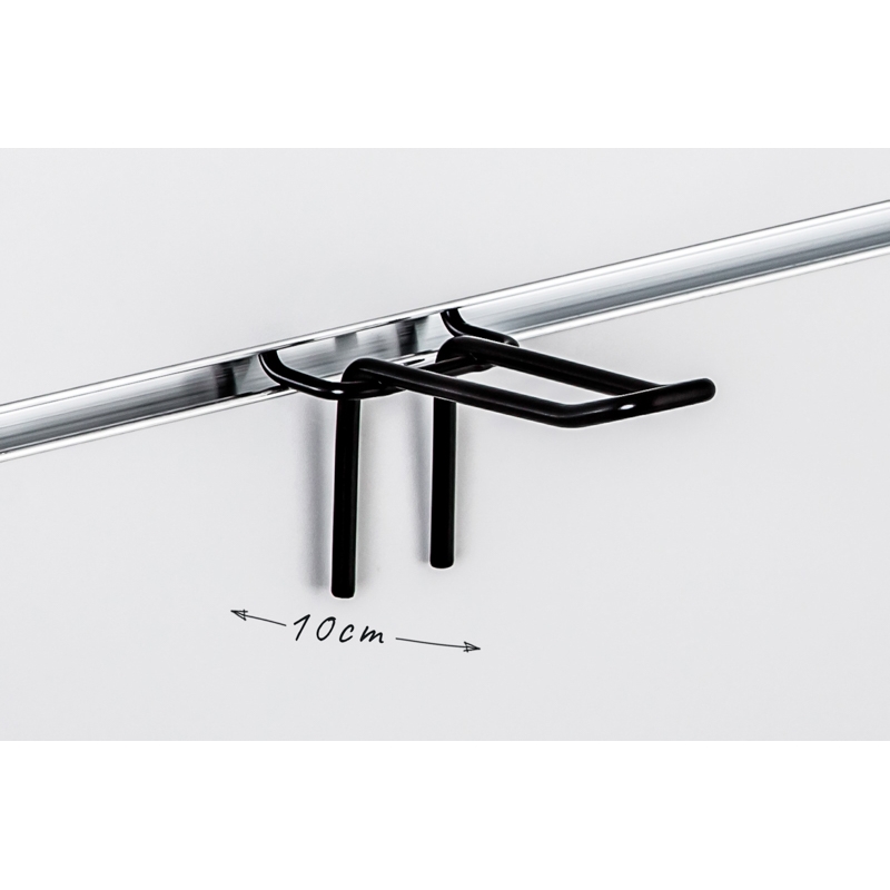 Haczyk podwójny Slatwall drut czarny