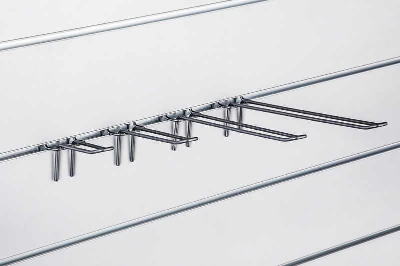 Haczyk podwójny Slatwall drut srebrny