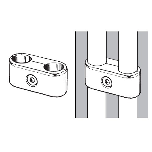 Złącze podwójne, równoległe, rury fi25, chromowane