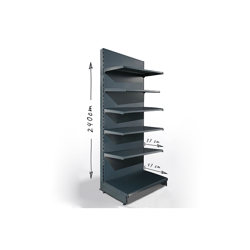 Regał sklepowy H240cm, półki 1x47cm, 5x37cm