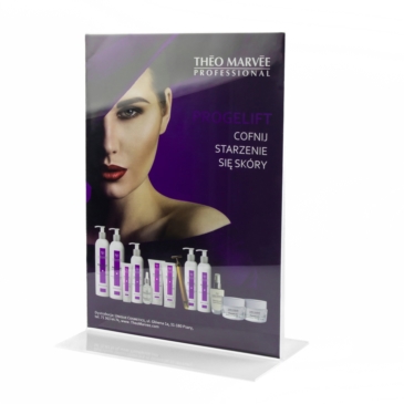 Stojaczek informacyjny T, bezbarwny, różne formaty