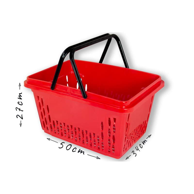 Czerwone kosze sklepowe 28L plastikowe
