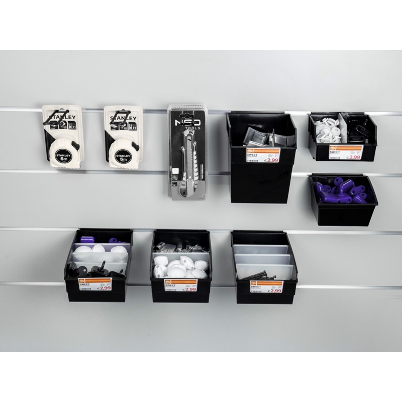 Pojemnik SLIM Slatwall 14x14x10cm czarny