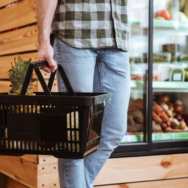 Pomarańczowy koszyk sklepowy na zakupy 28L plastik