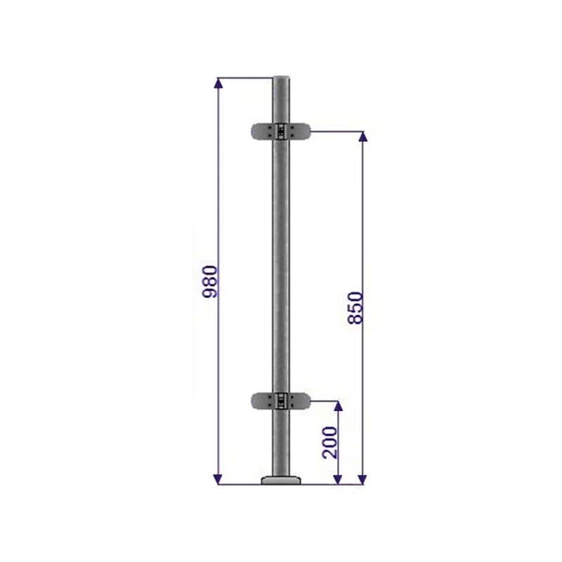 Słupek środkowy z czterma uchwytami 980mm