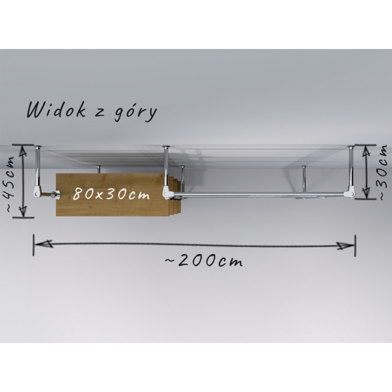 Wieszak do sklepu, garderoby, półki 80x30cm