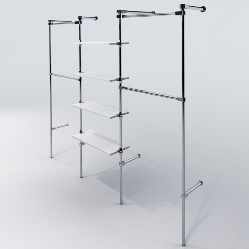 Wieszak sklepowy, do garderoby, z półkami 80cm