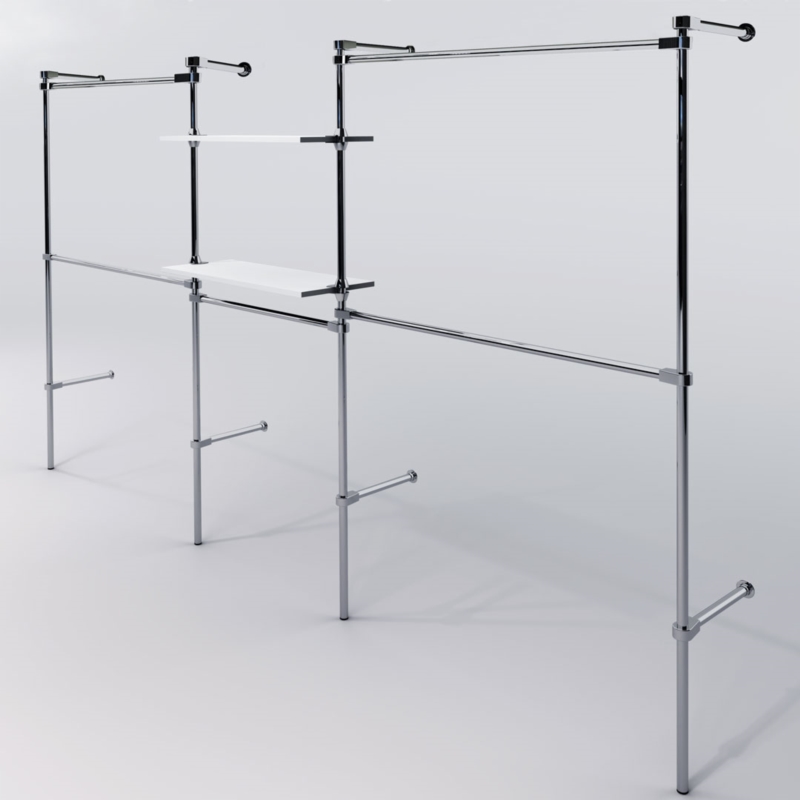 Wieszak do sklepu, garderoby, półki, drążki chrom