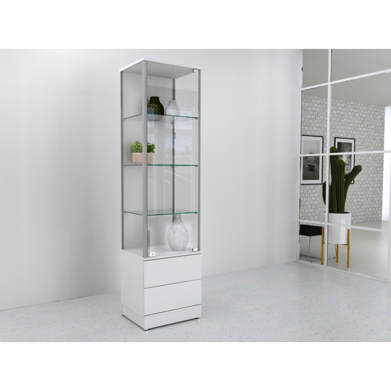 Gablota szklana 50x45x190cm, szuflady, pełna