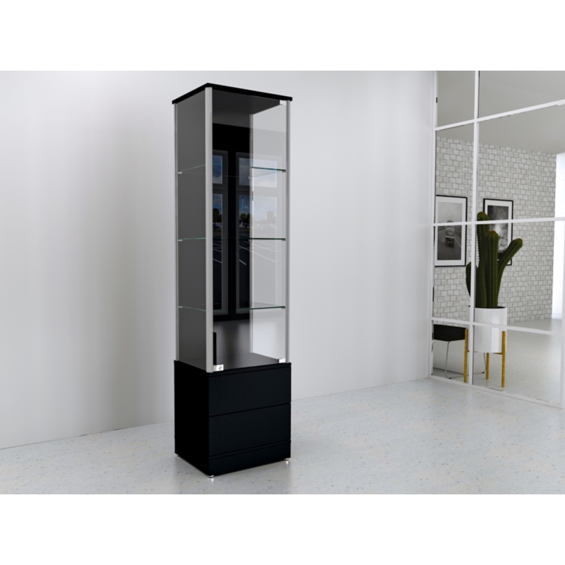Gablota szklana 50x45x190cm, szuflady, pełna
