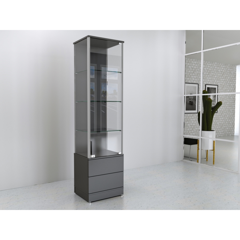 Gablota szklana 50x45x190cm, szuflady, pełna