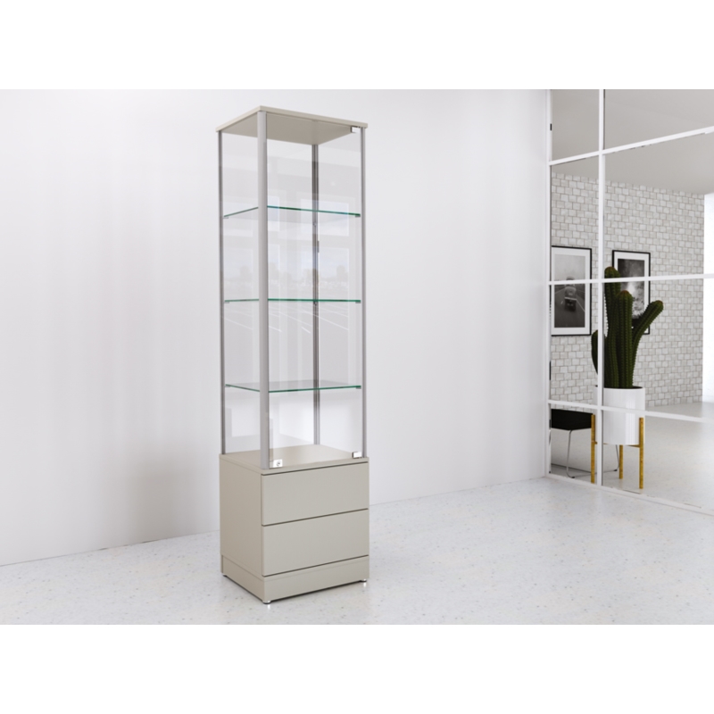 Gablota szklana 50x45x190cm, szuflady, pełna