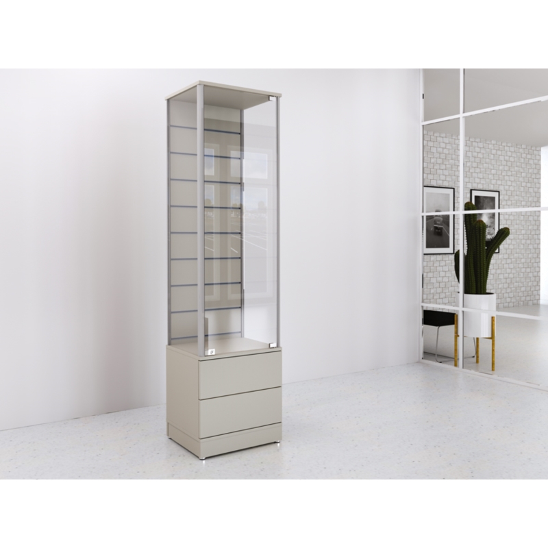 Gablota szklana 50x45x190cm, szuflady, Spacewall