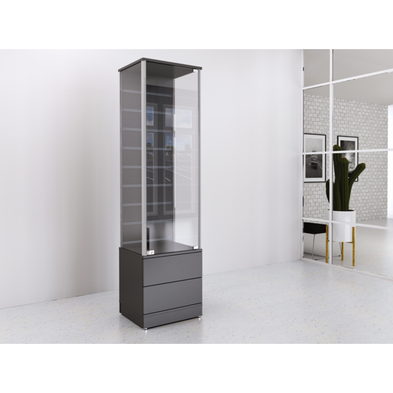 Gablota szklana 50x45x190cm, szuflady, Spacewall