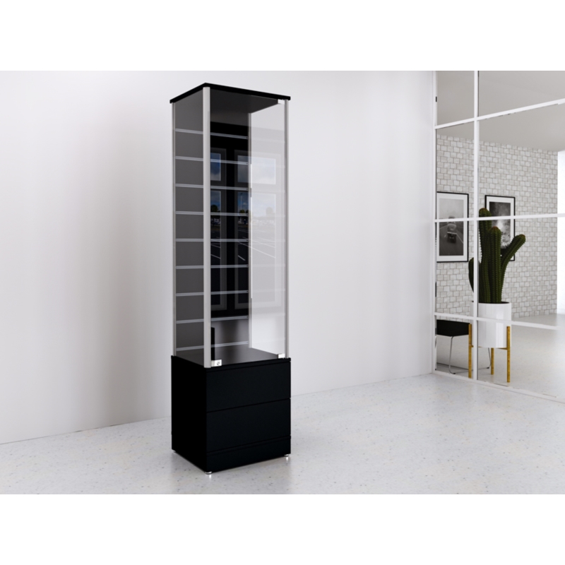 Gablota szklana 50x45x190cm, szuflady, Spacewall