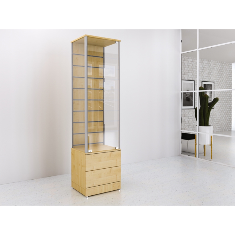 Gablota szklana 50x45x190cm, szuflady, Spacewall