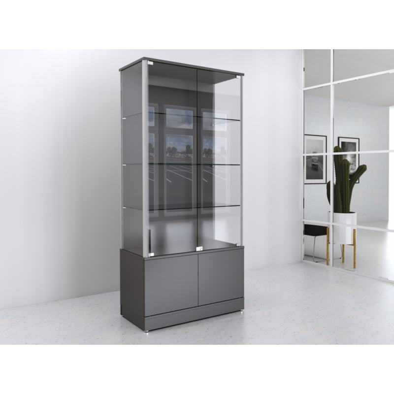 Gablota szklana 90x45x190cm, z szafką, pełna