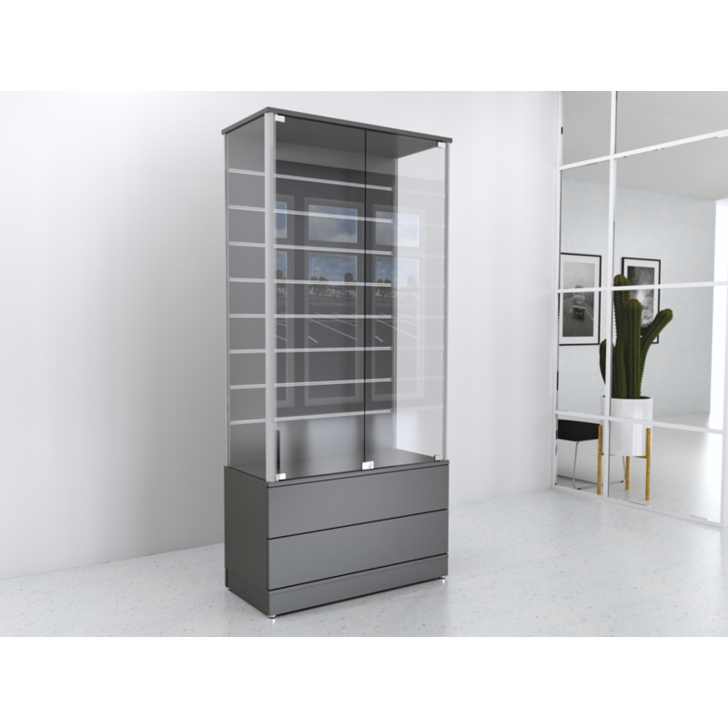 Gablota szklana 90x45x190cm, szuflady, Spacewall