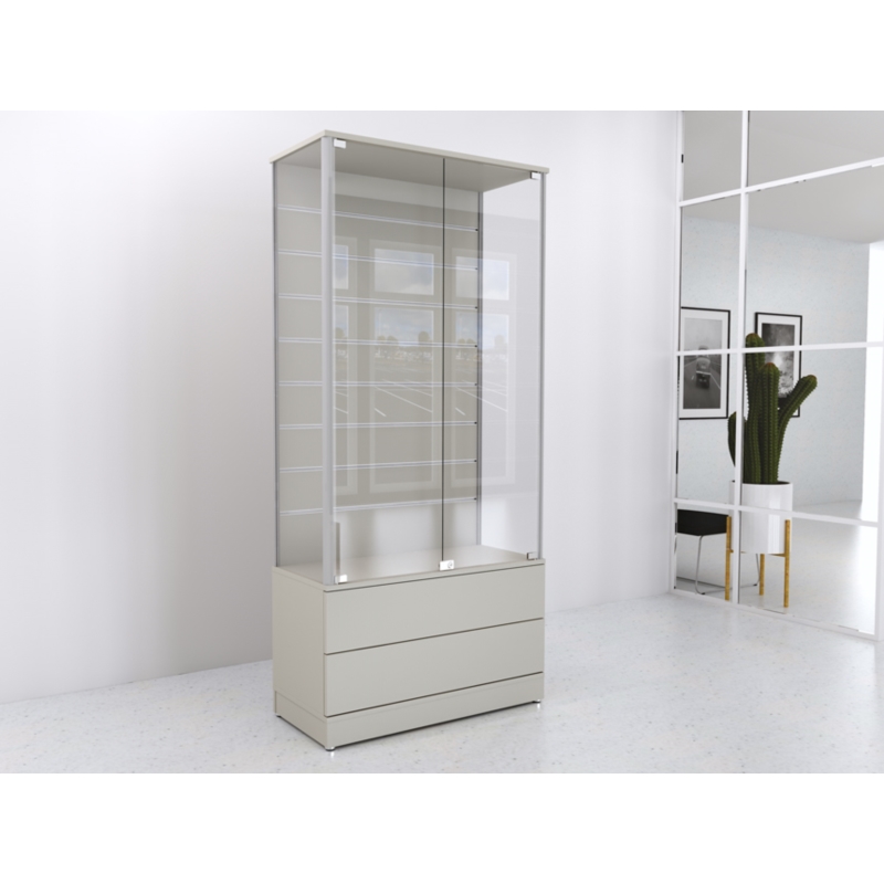 Gablota szklana 90x45x190cm, szuflady, Spacewall