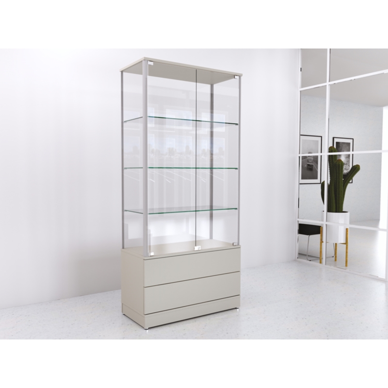 Gablota szklana 90x45x190cm z szufladami