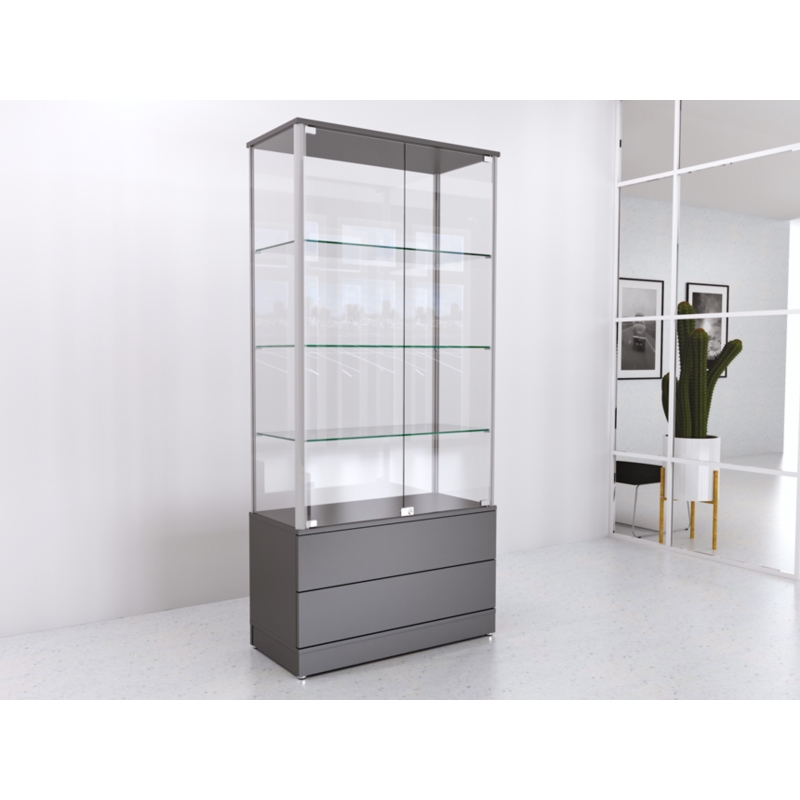 Gablota szklana 90x45x190cm z szufladami