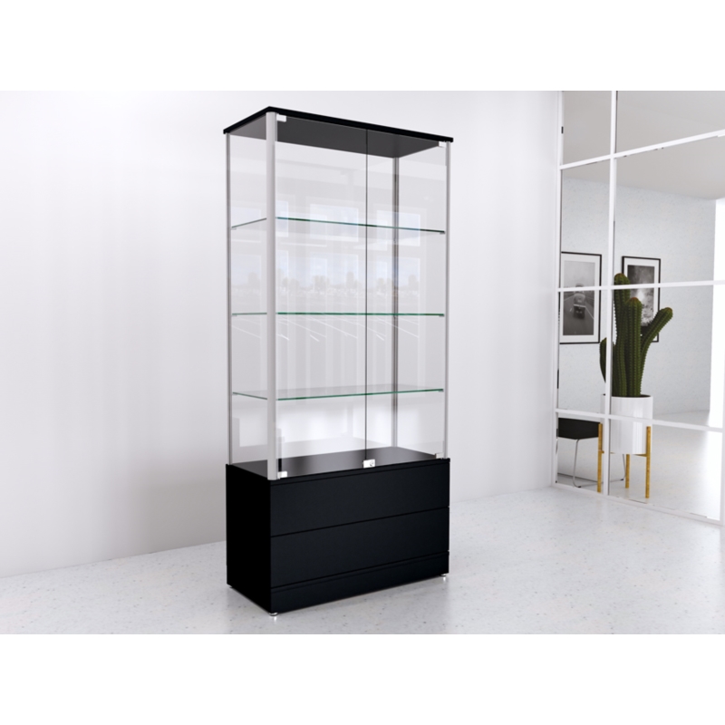 Gablota szklana 90x45x190cm z szufladami