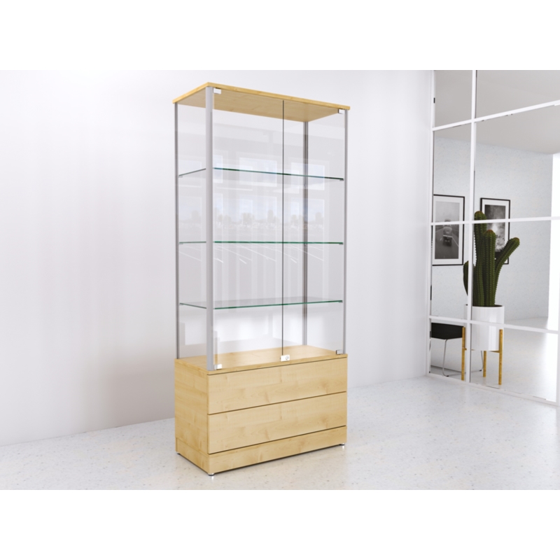 Gablota szklana 90x45x190cm z szufladami