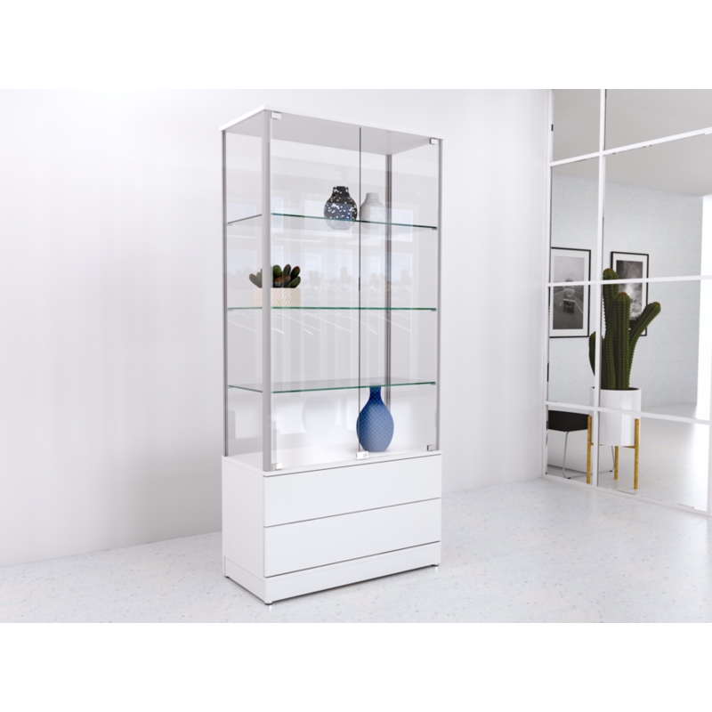 Gablota szklana 90x45x190cm z szufladami