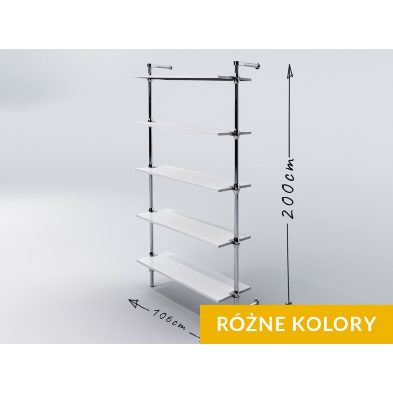 Regał z półkami 100x30 cm, przyścienny, chrom