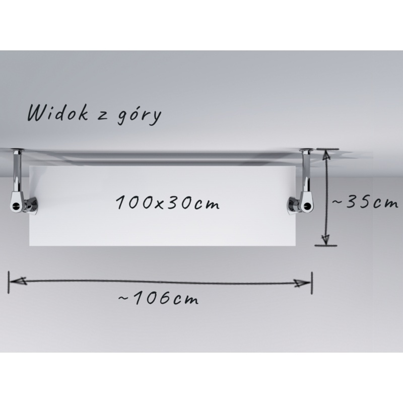 Regał z półkami 100x30 cm, przyścienny, chrom