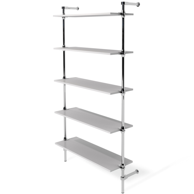 Regał z półkami 100x30 cm, przyścienny, chrom