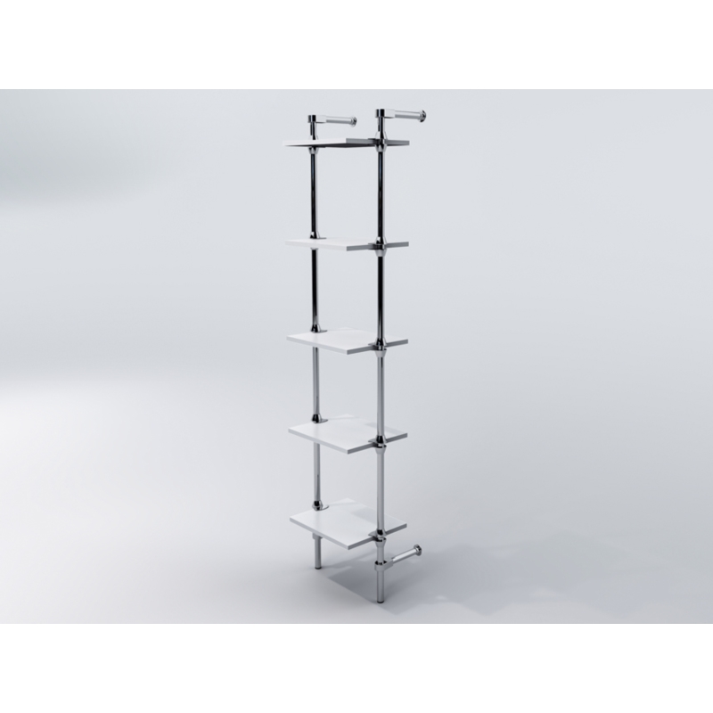 Regał z półkami 40x30 cm, przyścienny, chrom