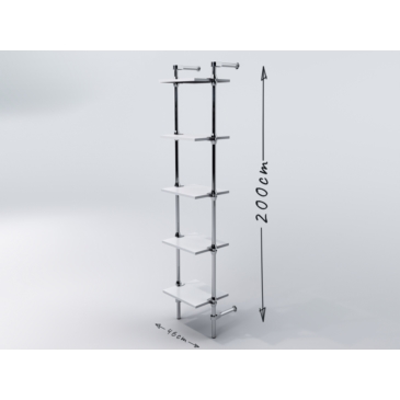 Regał z półkami 40x30 cm, przyścienny, chrom