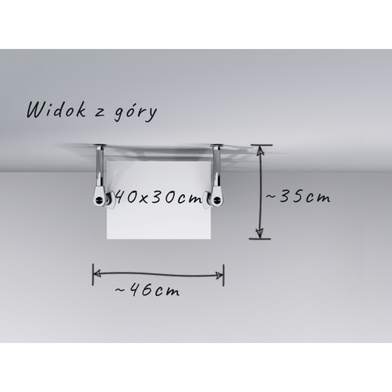 Regał z półkami 40x30 cm, przyścienny, chrom