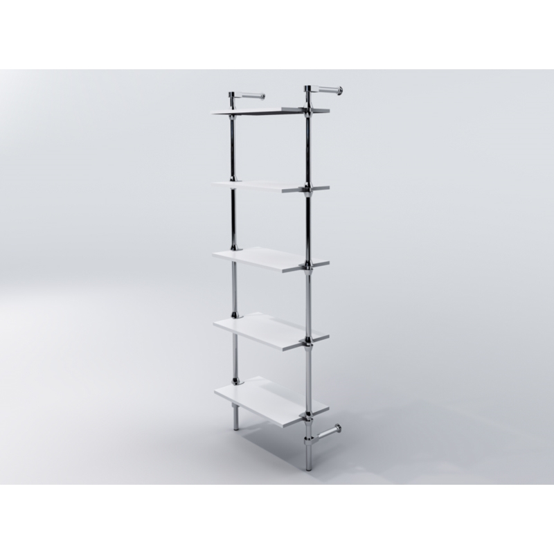 Regał z półkami 60x30 cm, przyścienny, chrom