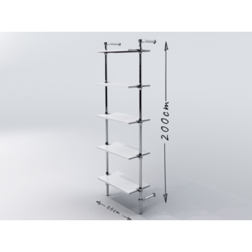 Regał z półkami 60x30 cm, przyścienny, chrom