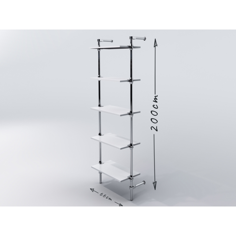 Regał z półkami 60x30 cm, przyścienny, chrom