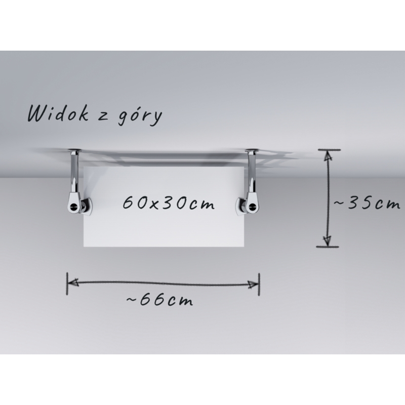 Regał z półkami 60x30 cm, przyścienny, chrom
