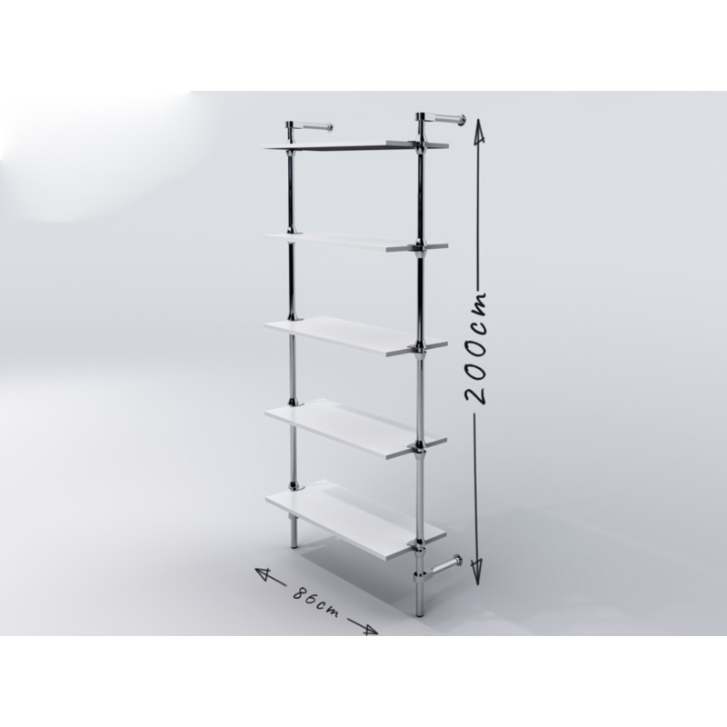 Regał z półkami 80x30 cm, przyścienny, chrom