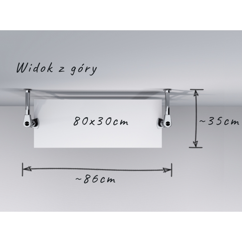Regał z półkami 80x30 cm, przyścienny, chrom