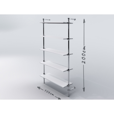 Regał z półkami 100x35 cm, przyścienny, chrom