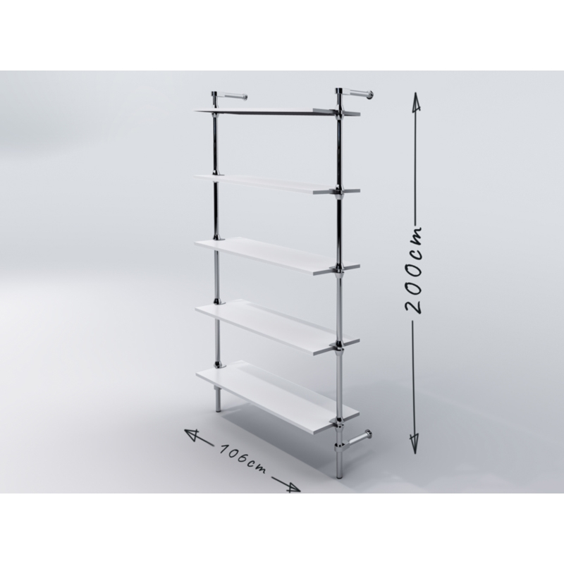 Regał z półkami 100x35 cm, przyścienny, chrom