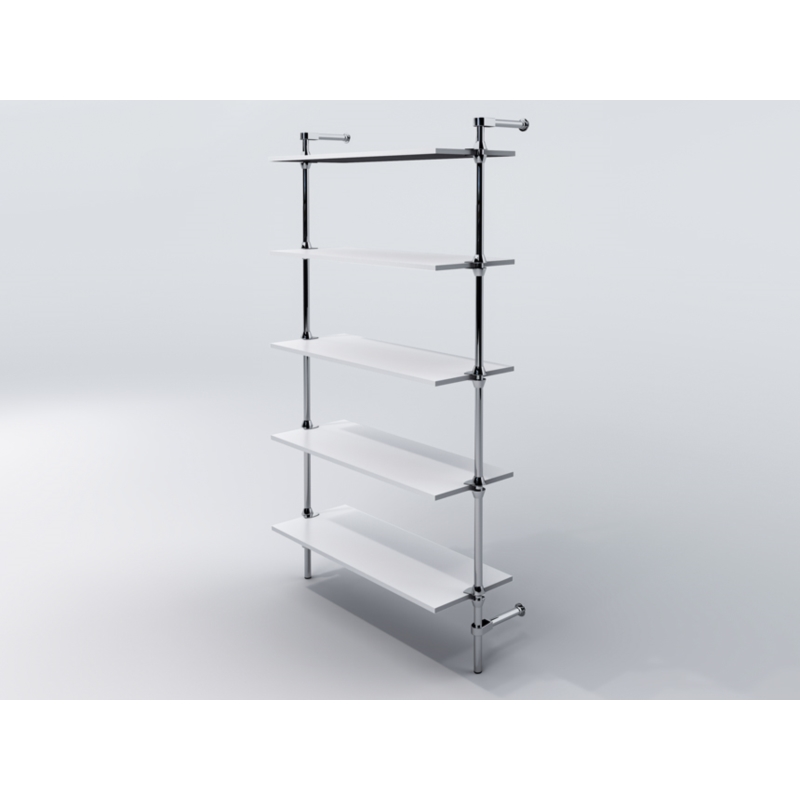 Regał z półkami 100x35 cm, przyścienny, chrom