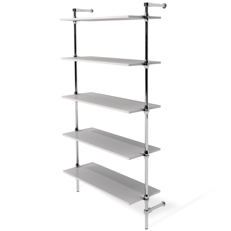 Regał z półkami 100x35 cm, przyścienny, chrom