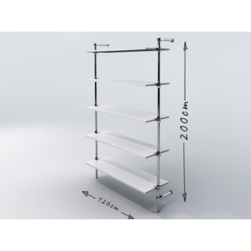 Regał z półkami 120x35 cm, przyścienny, chrom