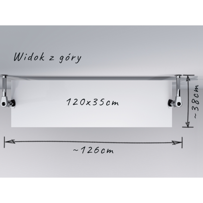 Regał z półkami 120x35 cm, przyścienny, chrom