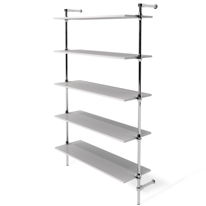 Regał z półkami 120x35 cm, przyścienny, chrom